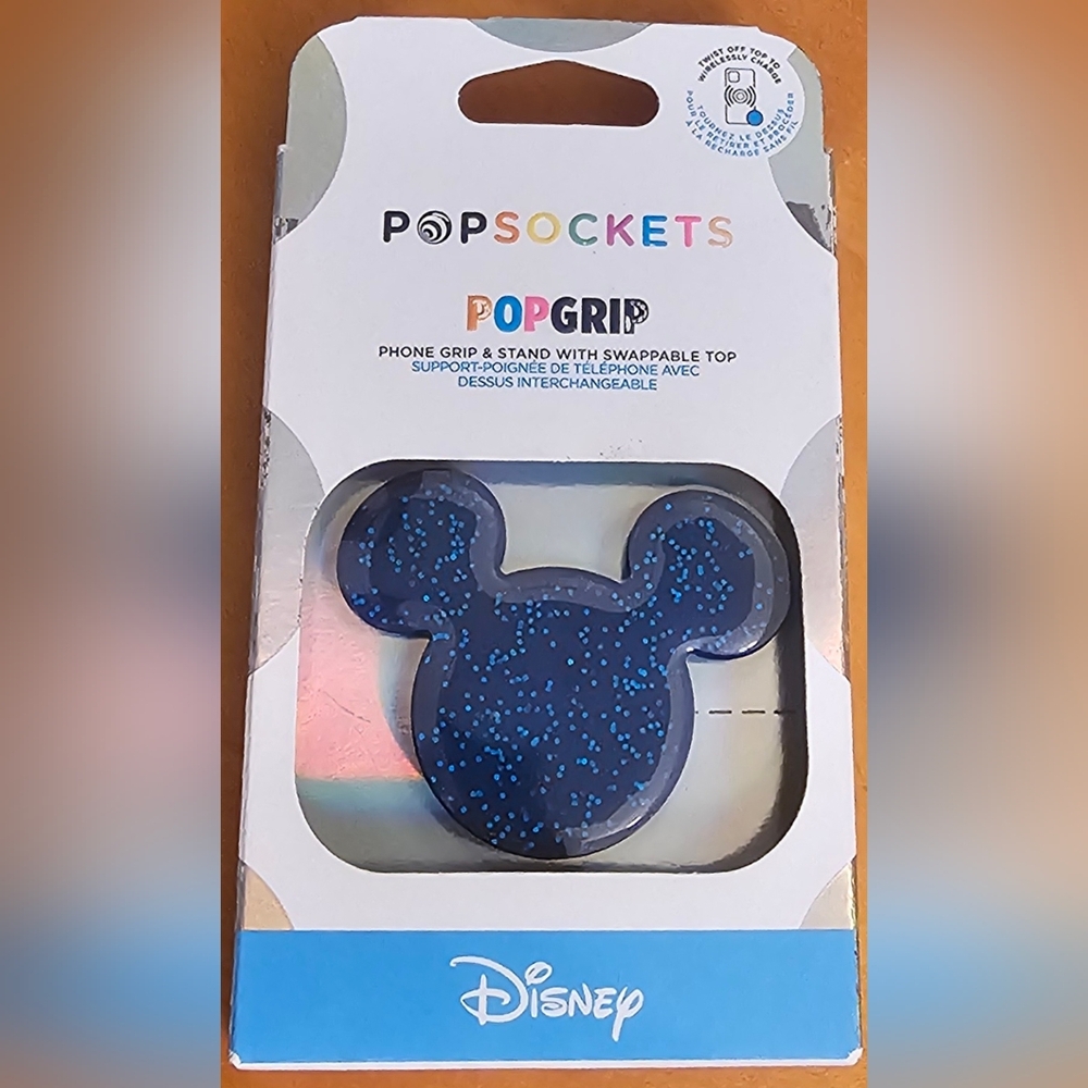 Disney Earridescent Navy Glitter Mickey PopSockets Phone Grip Swappable Top